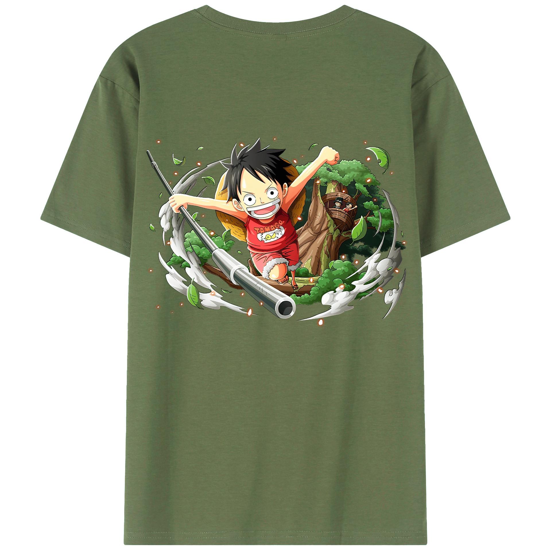 ワンピース モンキー・D・ルフィ ONE PIECE Monkey D. Luffy 綿100％ メンズ半袖Tシャツ（バックプリント） 通気性